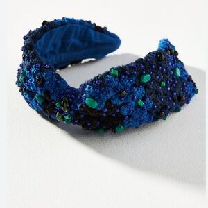 Anthropologie- roopa pemmaraju- Crochet & Beaded Headband, Blue/Green, One Size
